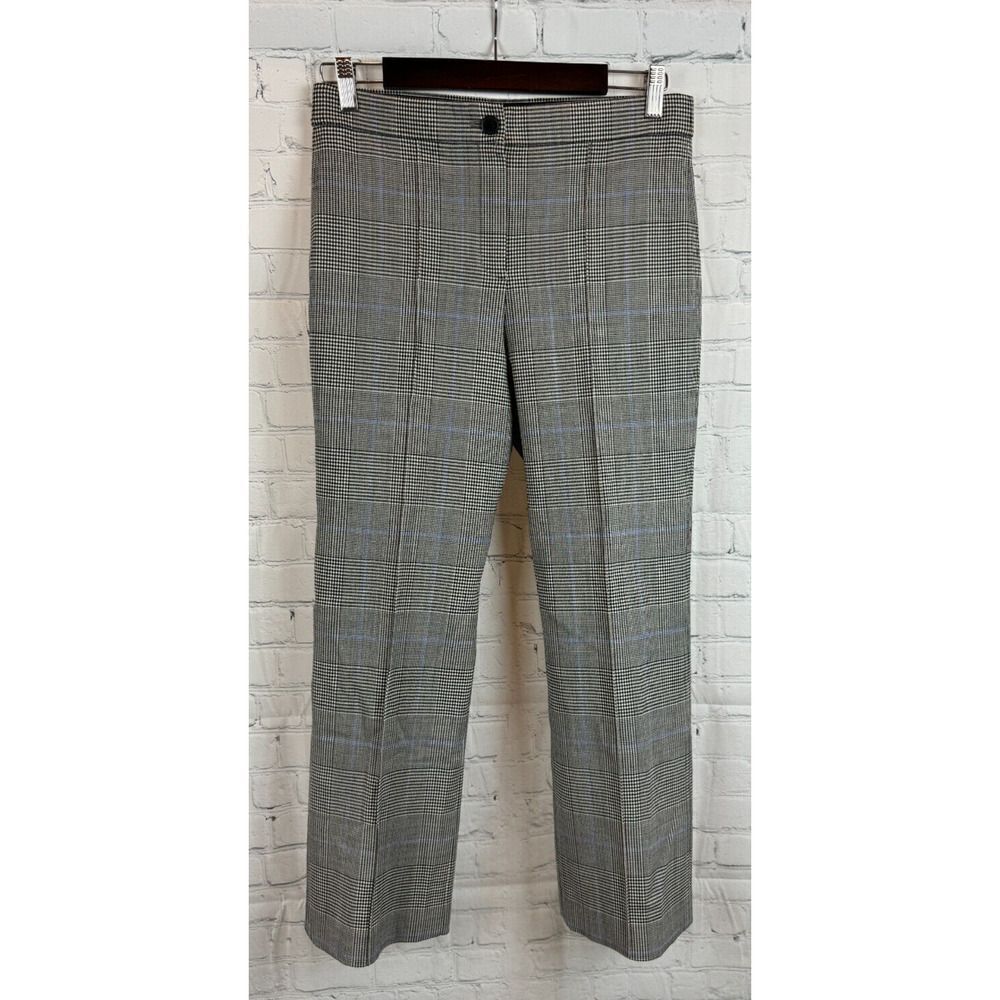 THEORY Cardinal white black glen check wool stretch ankle dress pants 6 NWOT - Picture 1 of 8
